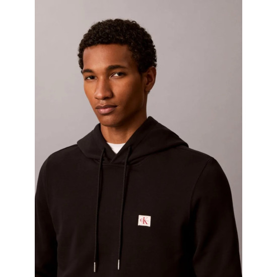 CALVIN KLEIN CL LS 350TERRY WVN LBL HOODIE LV04RG269G UB1-BLACK