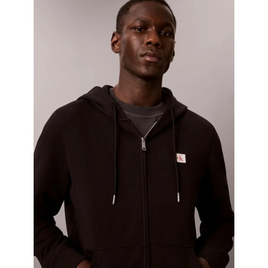 CALVIN KLEIN CL LS 350TERRY WVN LBL FZ HOODIE LV04RH234G UB1-BLACK