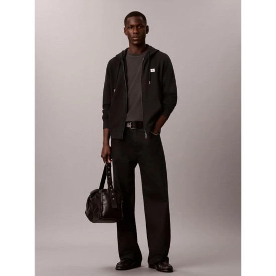 CALVIN KLEIN CL LS 350TERRY WVN LBL FZ HOODIE LV04RH234G UB1-BLACK