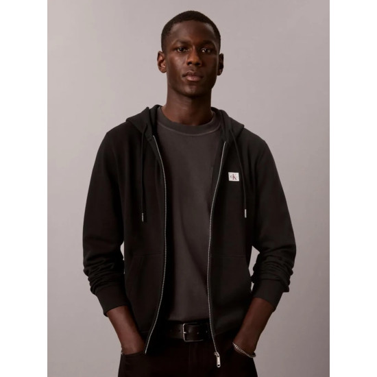 CALVIN KLEIN CL LS 350TERRY WVN LBL FZ HOODIE LV04RH234G UB1-BLACK