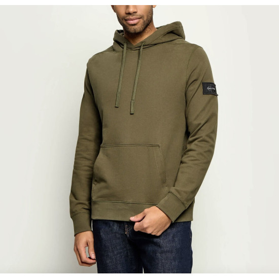 CALVIN KLEIN LS EU 350TERRY BADGE HOODIE LV04RJ201G LI1-OLIVE NIGHT 