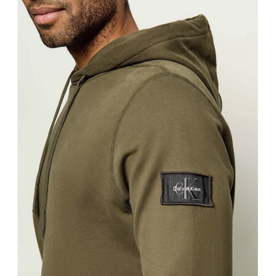 CALVIN KLEIN LS EU 350TERRY BADGE HOODIE LV04RJ201G LI1-OLIVE NIGHT 