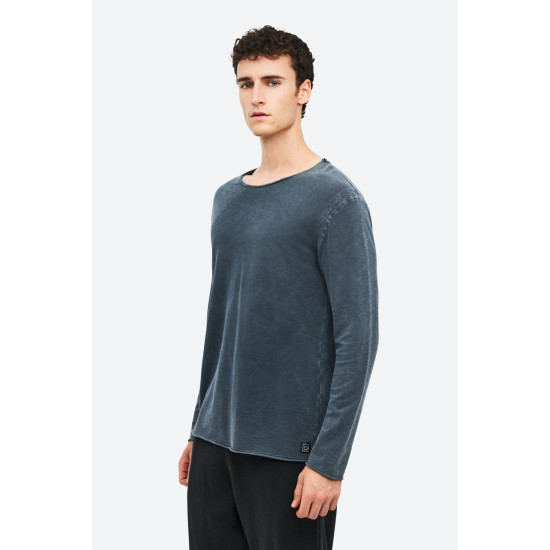 DIRTY LAUNDRY RAW EDGES LONGSLEEVE DLML000168 VINTAGE BLUE