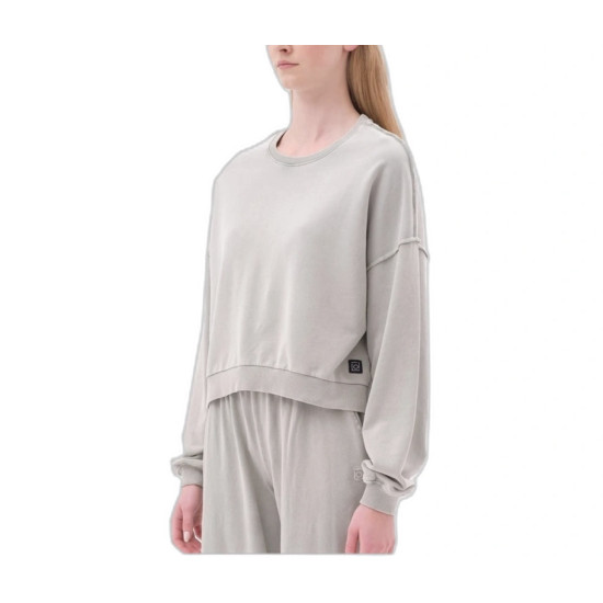 DIRTY LAUNDRY OVERSIZED ASSYMETRIC CREWNECK DLWC000036 VINTAGE GREIGE