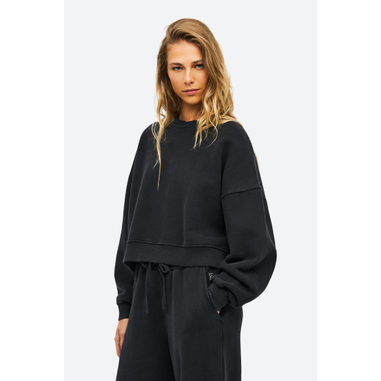 DIRTY LAUNDRY OVERSIZED CREWNECK WITH DESTROYS DLWC000043 VINTAGE BLACK