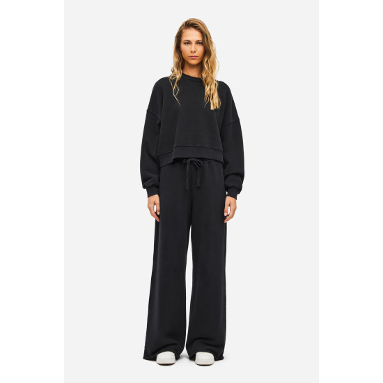 DIRTY LAUNDRY OVERSIZED CREWNECK WITH DESTROYS DLWC000043 VINTAGE BLACK