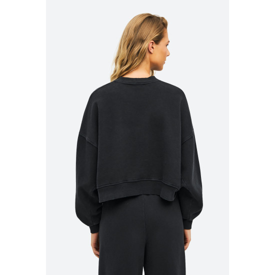 DIRTY LAUNDRY OVERSIZED CREWNECK WITH DESTROYS DLWC000043 VINTAGE BLACK