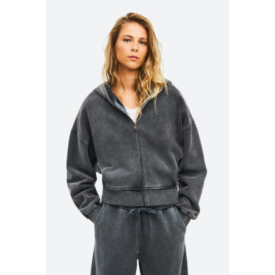 DIRTY LAUNDRY CROPPED FULLZIP WITH SEAMING DLWF000064 VINTAGE GREY 