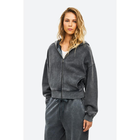 DIRTY LAUNDRY CROPPED FULLZIP WITH SEAMING DLWF000064 VINTAGE GREY 
