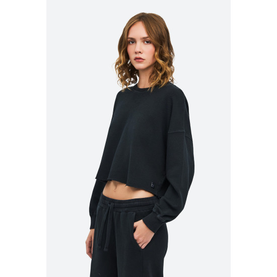 DIRTY LAUNDRY PIQUE FLEECE LONGSLEEVE DLWL000057 VINTAGE BLACK