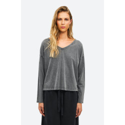 DIRTY LAUNDRY V NECK RELAXED LONGSLEEVE DLWL000064 VINTAGE GREY
