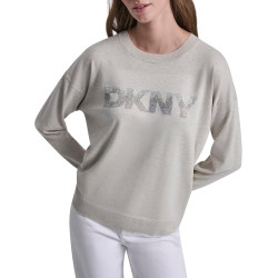 DKNY LOGO PULLOVER DJ6R0241 J1V-PEBBLE HEATHER