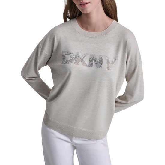 DKNY LOGO PULLOVER DJ6R0241 J1V-PEBBLE HEATHER