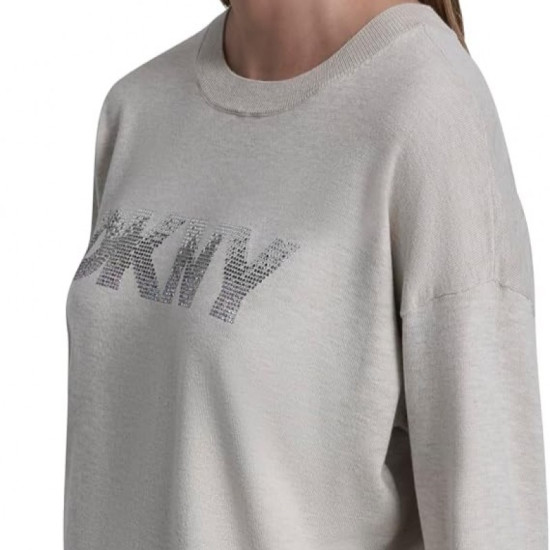 DKNY LOGO PULLOVER DJ6R0241 J1V-PEBBLE HEATHER