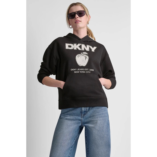 DKNY LOGO HOODIE DJ6T1805 2L5-BLACK/EGGNOG