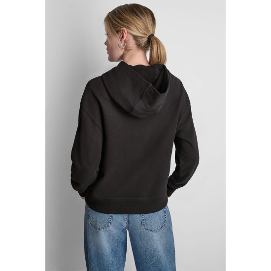 DKNY LOGO HOODIE DJ6T1805 2L5-BLACK/EGGNOG