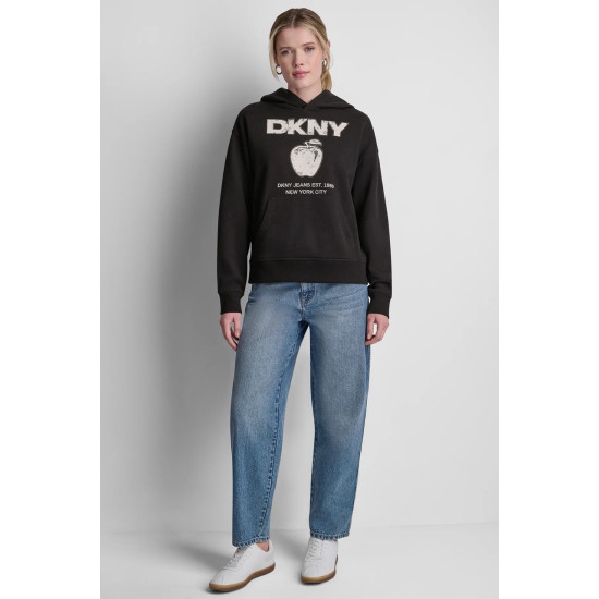 DKNY LOGO HOODIE DJ6T1805 2L5-BLACK/EGGNOG