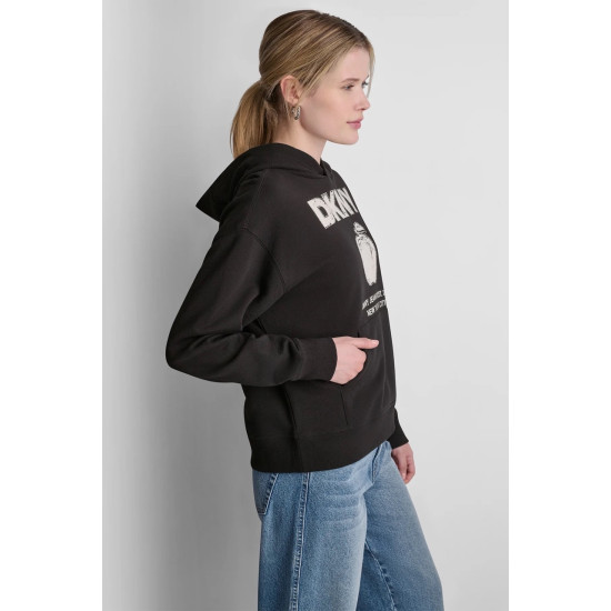 DKNY LOGO HOODIE DJ6T1805 2L5-BLACK/EGGNOG
