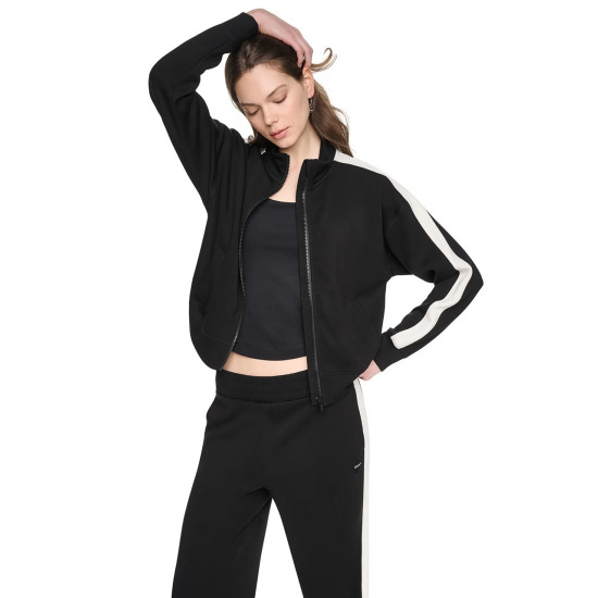 DKNY SIDE STRIPE FULL ZIP JACKET DP6J9632 2L5-BLACK/EGGNOG