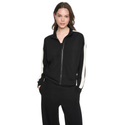 DKNY SIDE STRIPE FULL ZIP JACKET DP6J9632 2L5-BLACK/EGGNOG
