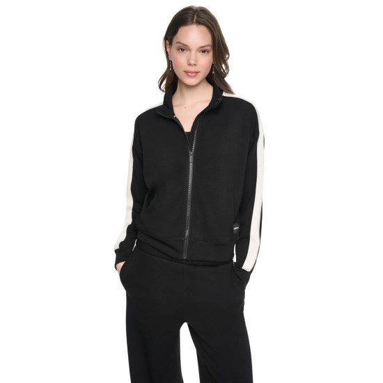 DKNY SIDE STRIPE FULL ZIP JACKET DP6J9632 2L5-BLACK/EGGNOG