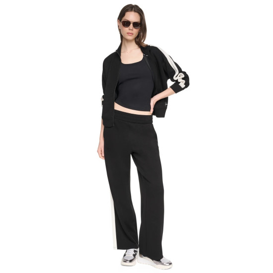 DKNY SIDE STRIPE FULL ZIP JACKET DP6J9632 2L5-BLACK/EGGNOG