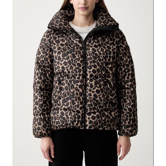 DKNY LOGO PUFFER JACKET DP6J9673 K6N1-LEOPARD CARAMEL