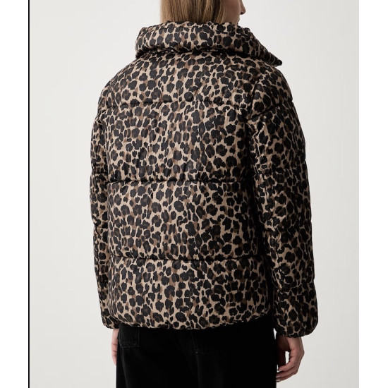 DKNY LOGO PUFFER JACKET DP6J9673 K6N1-LEOPARD CARAMEL