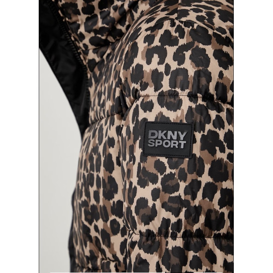 DKNY LOGO PUFFER JACKET DP6J9673 K6N1-LEOPARD CARAMEL