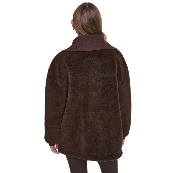 DKNY FUNNEL NECK SHERPA JACKET DP6J9770 QKO-ESPRESSO/ESPRESSO 