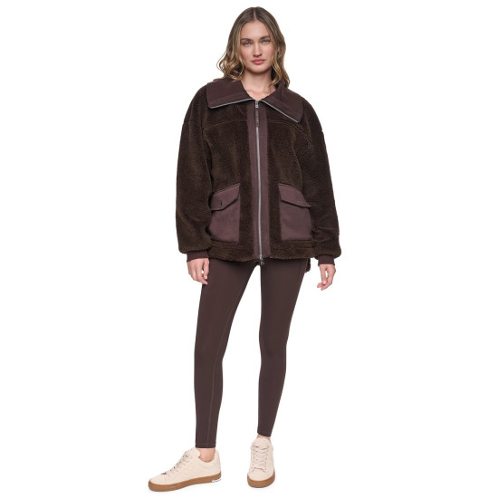 DKNY FUNNEL NECK SHERPA JACKET DP6J9770 QKO-ESPRESSO/ESPRESSO 