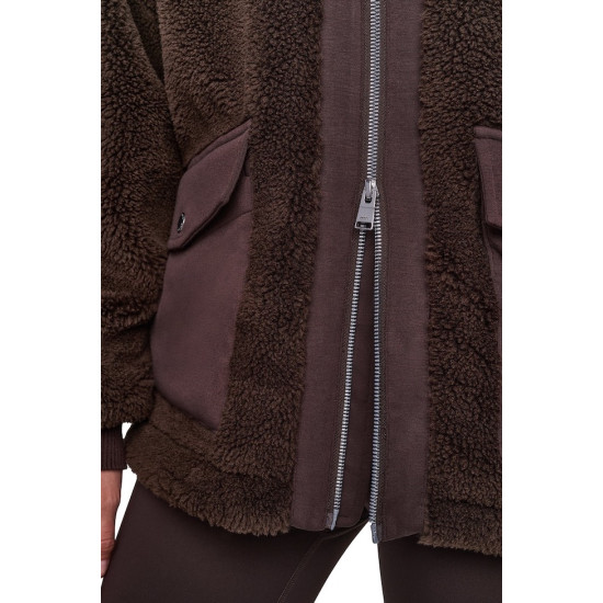 DKNY FUNNEL NECK SHERPA JACKET DP6J9770 QKO-ESPRESSO/ESPRESSO 