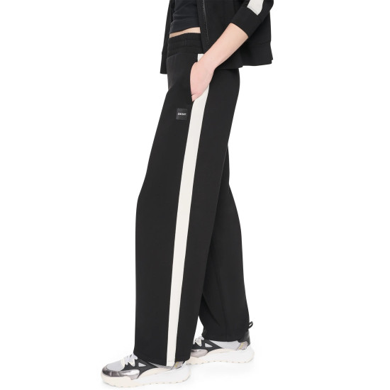 DKNY HIGH RISE SIDE STRIPE WIDE LEG PANT DP6P3649 2L5-BLACK/EGGNOG