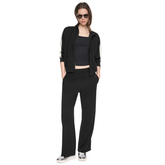 DKNY HIGH RISE SIDE STRIPE WIDE LEG PANT DP6P3649 2L5-BLACK/EGGNOG