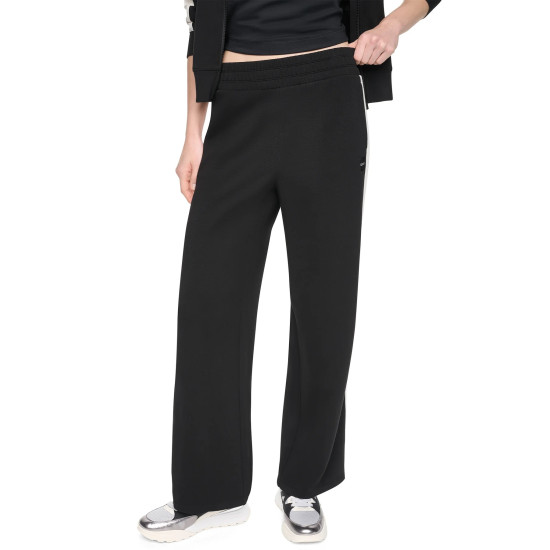 DKNY HIGH RISE SIDE STRIPE WIDE LEG PANT DP6P3649 2L5-BLACK/EGGNOG