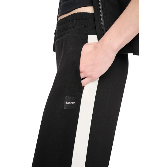 DKNY HIGH RISE SIDE STRIPE WIDE LEG PANT DP6P3649 2L5-BLACK/EGGNOG