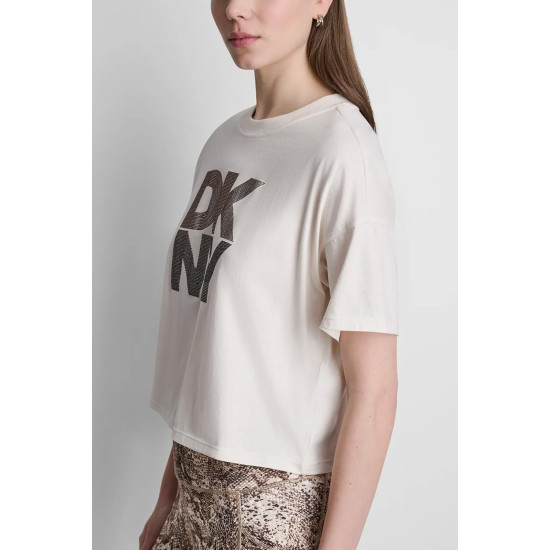 DKNY SHORTSLEEVE TSHIRT DP6T1731 E20M-EGGNOG/BROWN BLACK