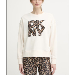 DKNY LOGO PULLOVER DP6T1867 HLB-EGGNOG/LEOPARD CAR