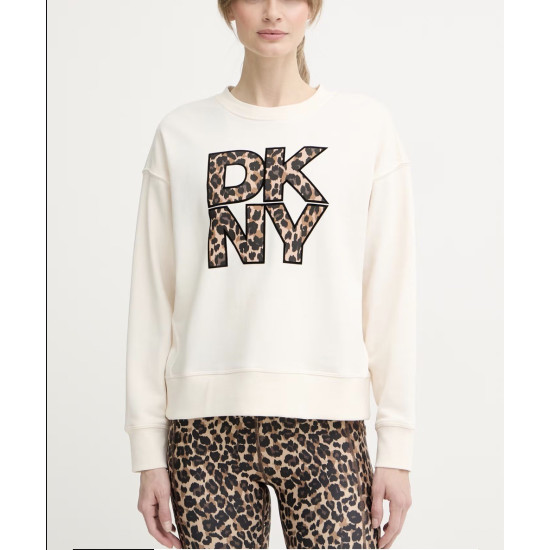 DKNY LOGO PULLOVER DP6T1867 HLB-EGGNOG/LEOPARD CAR