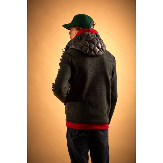 LA MARTINA HYBRID JACKET WITH HOOD IN QUILTED NYLON MBO015 09999-BLACK