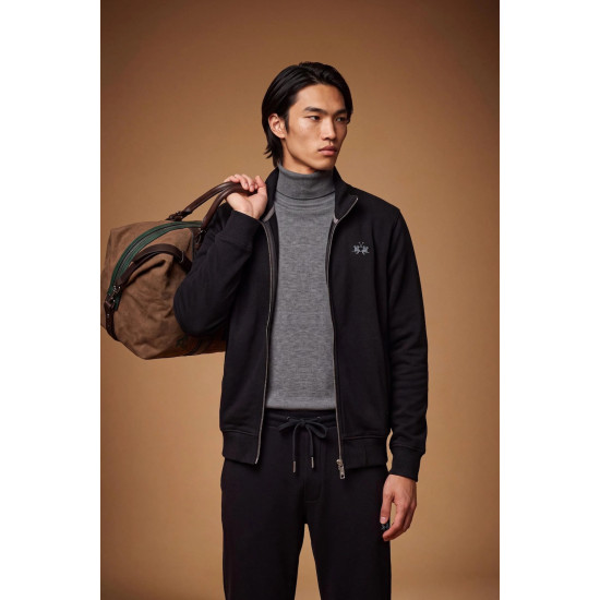 LA MARTINA FULL ZIP SWEATSHIRT IN FRENCH TERRY MDF004 09999-BLACK