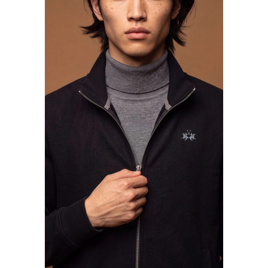 LA MARTINA FULL ZIP SWEATSHIRT IN FRENCH TERRY MDF004 09999-BLACK