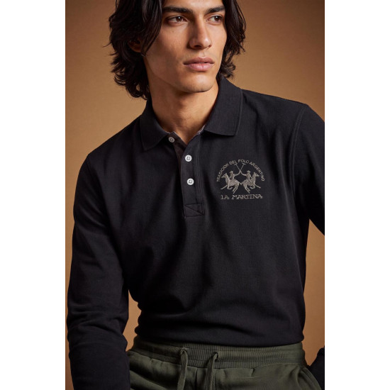 LA MARTINA POLO IN SOFT JERSEY WITH TEAM LOGO MDP008 09999-BLACK
