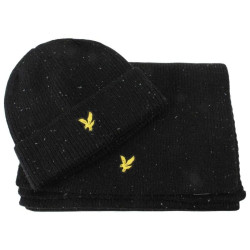 LYLE & SCOTT DONEGAL SCARF AND BEANIE GIFT SET GF2506A Z865-JET BLACK