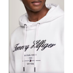TOMMY HILFIGER SCRIPT LOGO HOODIE MW0MW33631 YBR-WHITE