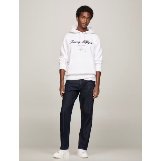 TOMMY HILFIGER SCRIPT LOGO HOODIE MW0MW33631 YBR-WHITE