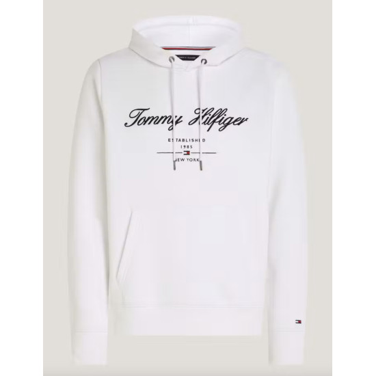 TOMMY HILFIGER SCRIPT LOGO HOODIE MW0MW33631 YBR-WHITE
