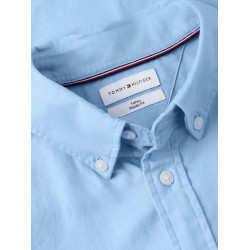TOMMY HILFIGER FLEX FLANNEL SOLID RF SHIRT MW0MW40469 C1Z-VESSEL BLUE