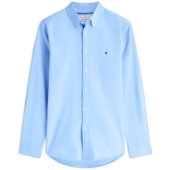 TOMMY HILFIGER FLEX FLANNEL SOLID RF SHIRT MW0MW40469 C1Z-VESSEL BLUE