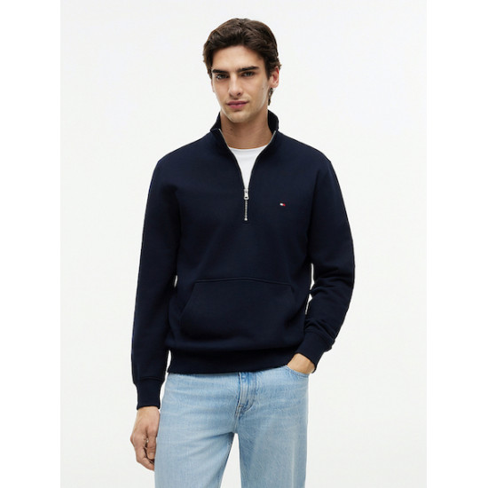 TOMMY HILFIGER ESSENTIAL TERRY 1/4 ZIP MW0MW43115 DW5-NAVY BLUE